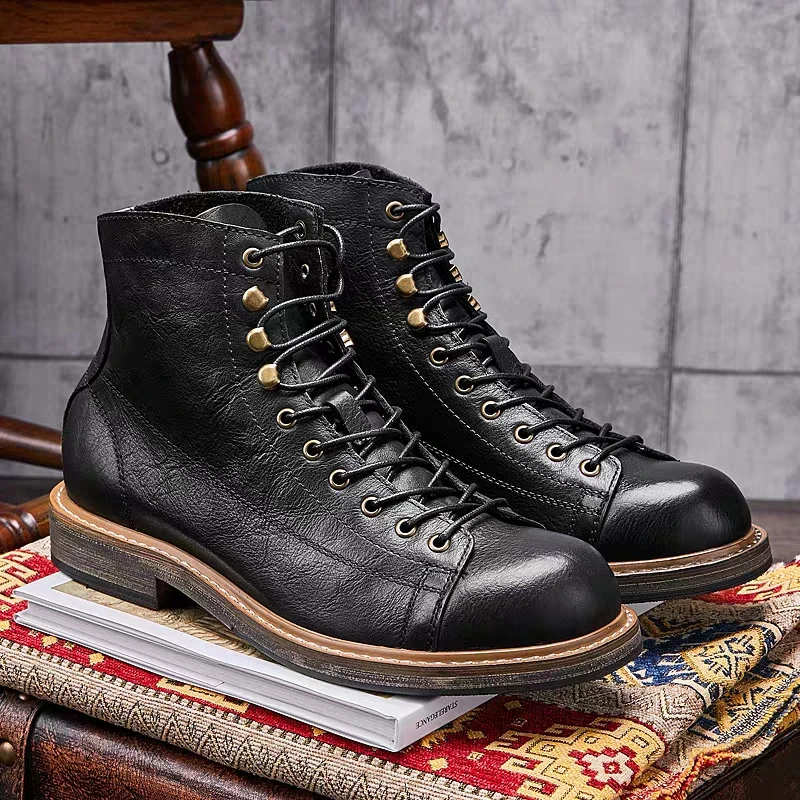 Leatherwork Boots - Handmade British Big Size Men Boots