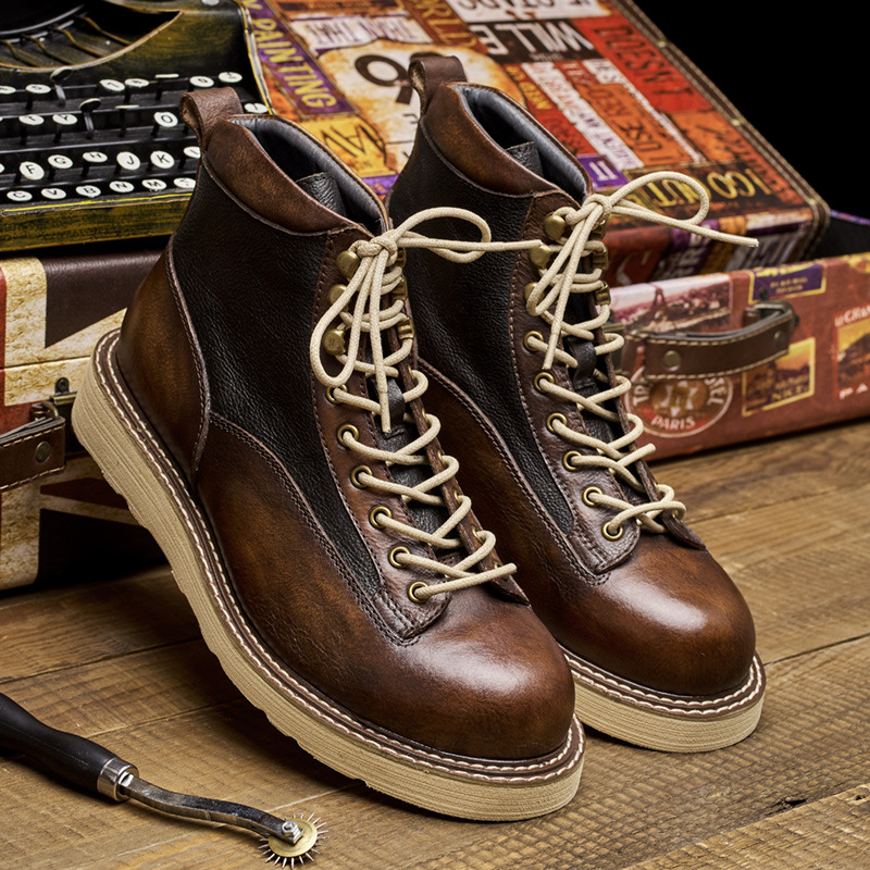 Leatherwork Boots - Men's Short Toe Work Boots, Amekaji