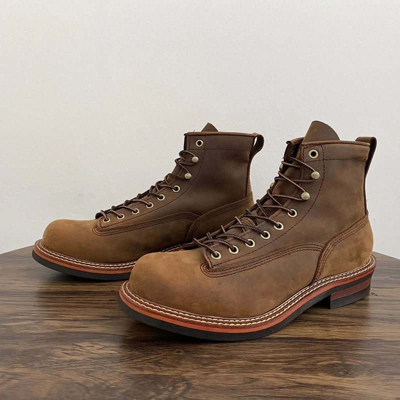 Leatherwork Boots - Vintage British Men Ankle Boots Handmade