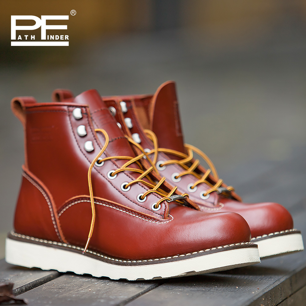 Leather Work Western - pf Men's Fashion Genuine Leather Mid-calf