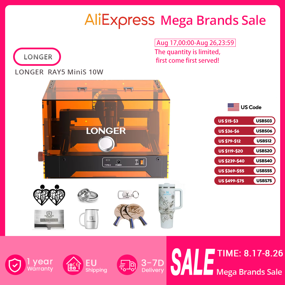 Leatherwork Classes - LONGER RAY5 MiniS 10W, 0.1mm Precisionm,