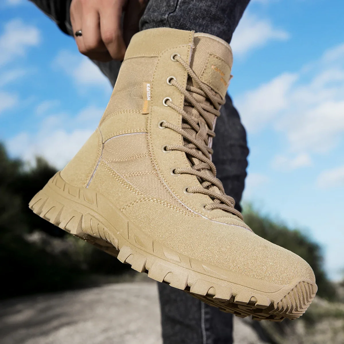 Leatherwork Boots - Men's Outdoor Hiking Shoes High-top Leather