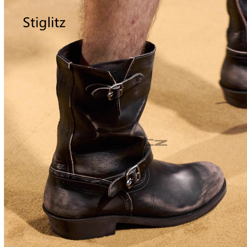 Leather Work Western - Retro Western Cowboy Boots for Men