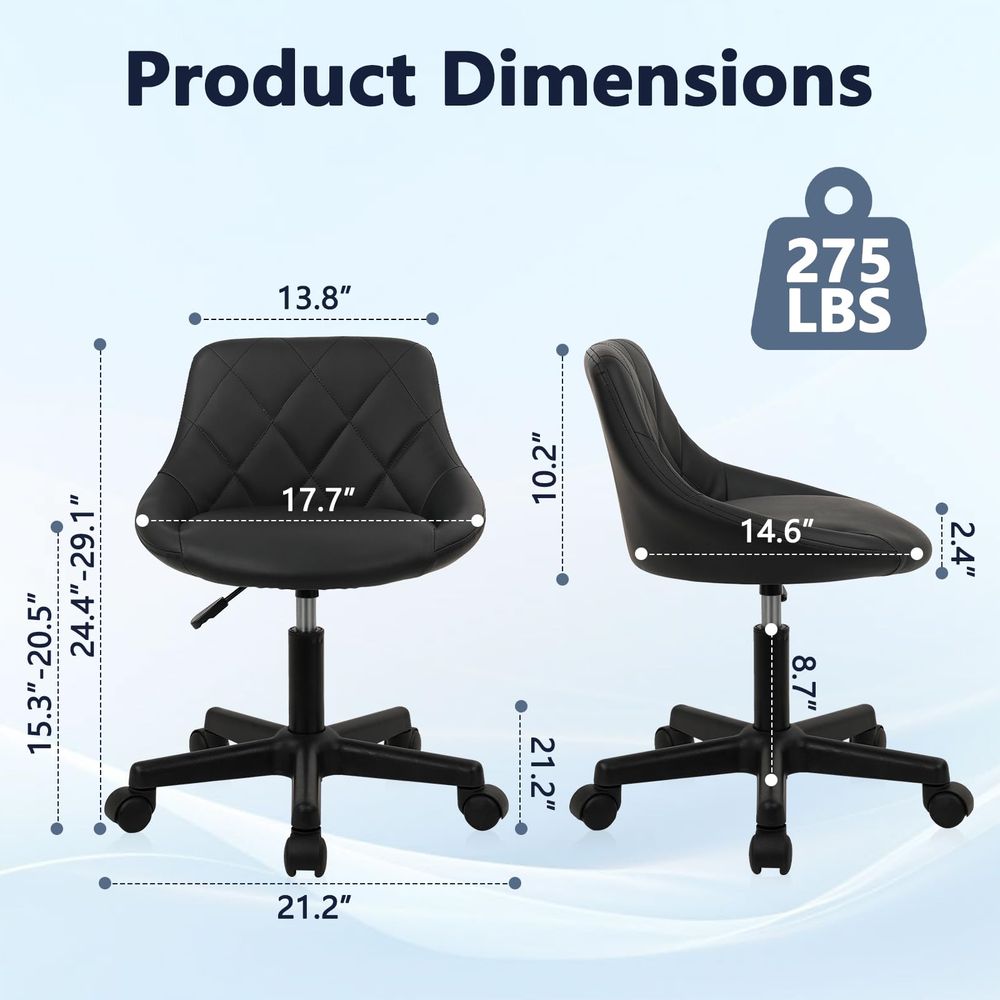 Low Back Rolling Stool PU Leat - Leatherwork Desk review and price