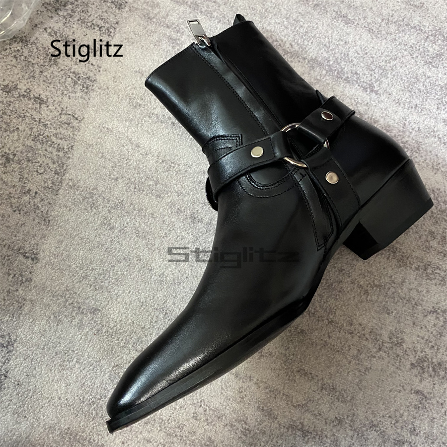 Men's Belt Buckle Ankle Boots  - Leather Work Western review and price
