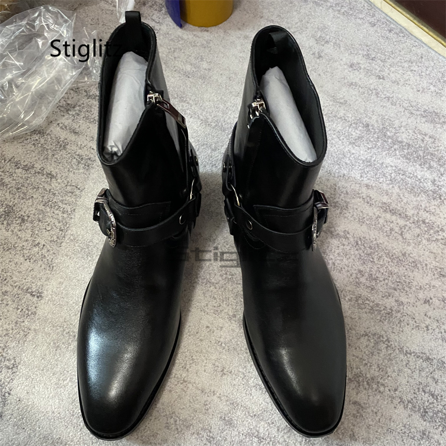 Men's Belt Buckle Ankle Boots  - Leather Work Western review and price