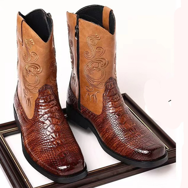 Embroidery Men's Boots Retro C - Leather Work Western review and price