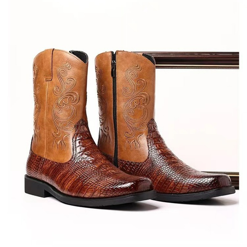 Embroidery Men's Boots Retro C - Leather Work Western review and price