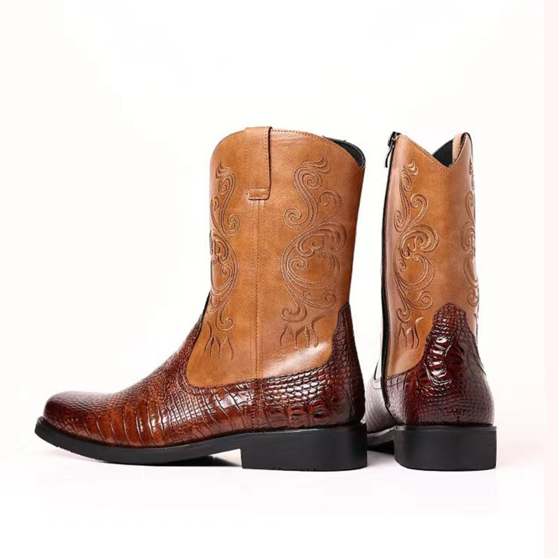 Embroidery Men's Boots Retro C - Leather Work Western review and price