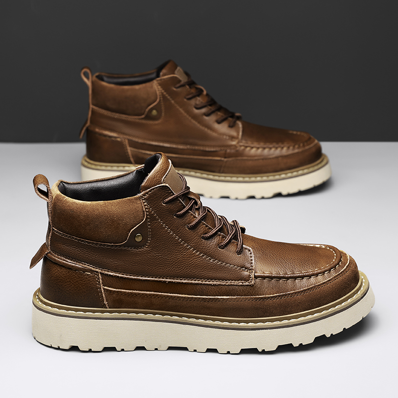 Men Brown Fleece Lined Warm Hi - Leatherwork Boots review and price