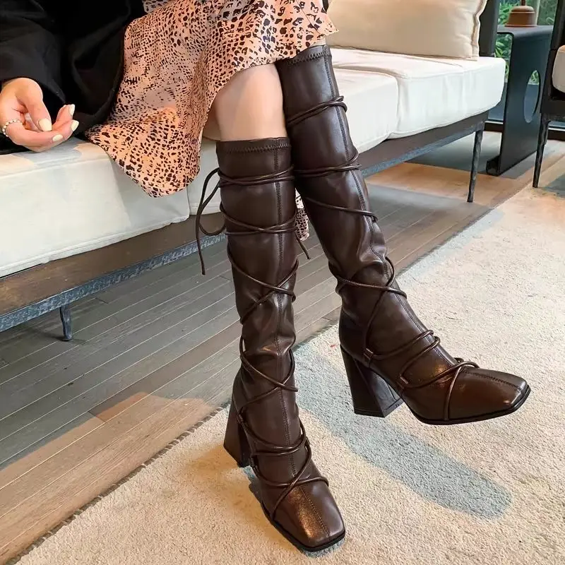 Autumn Winter Leather Strap Kn - Leatherwork Boots review and price